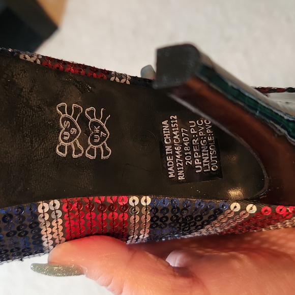 Just Fabulous UK Flag Sequined Heels Size 9 - Picture 9 of 9